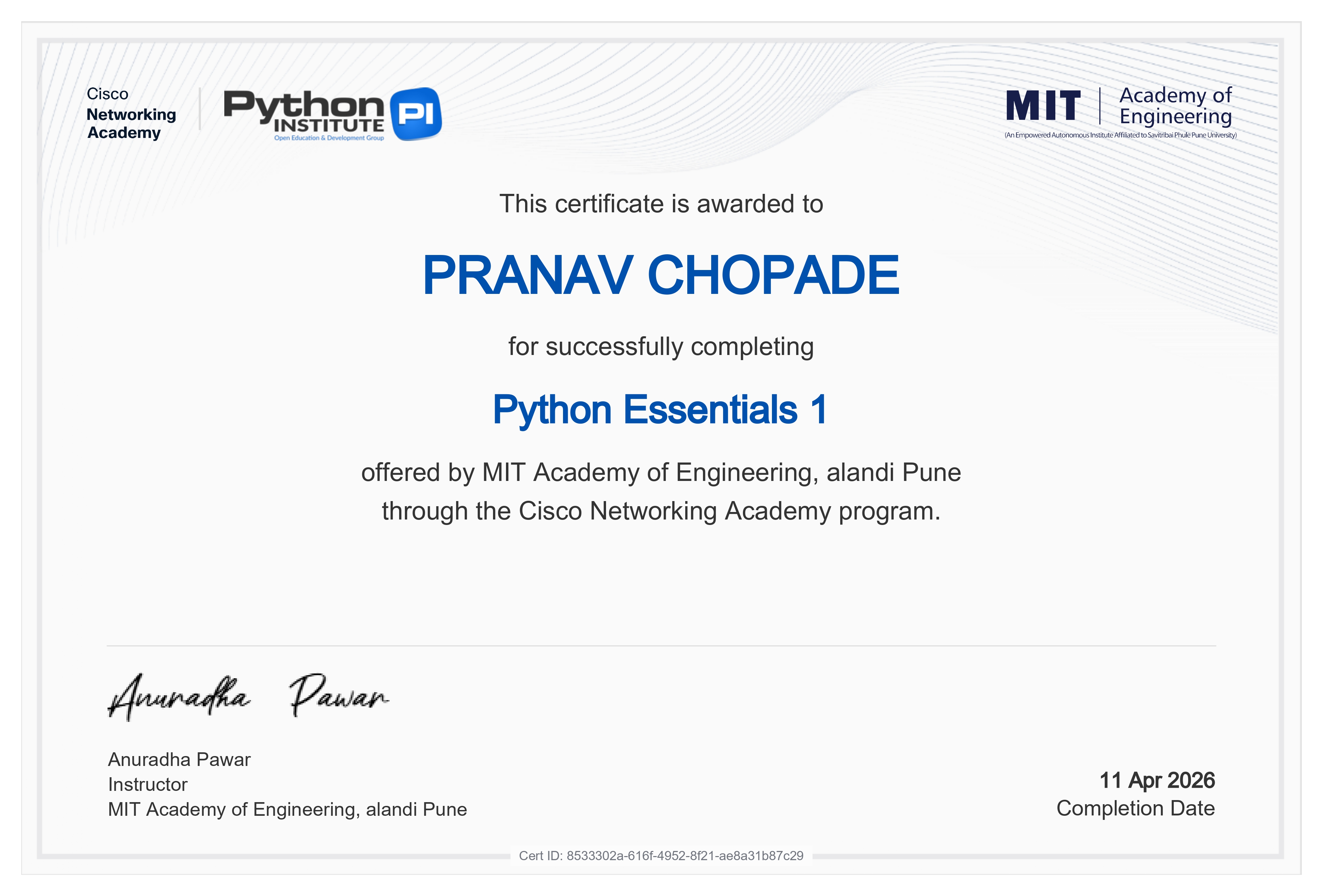 Python Certification Level 1